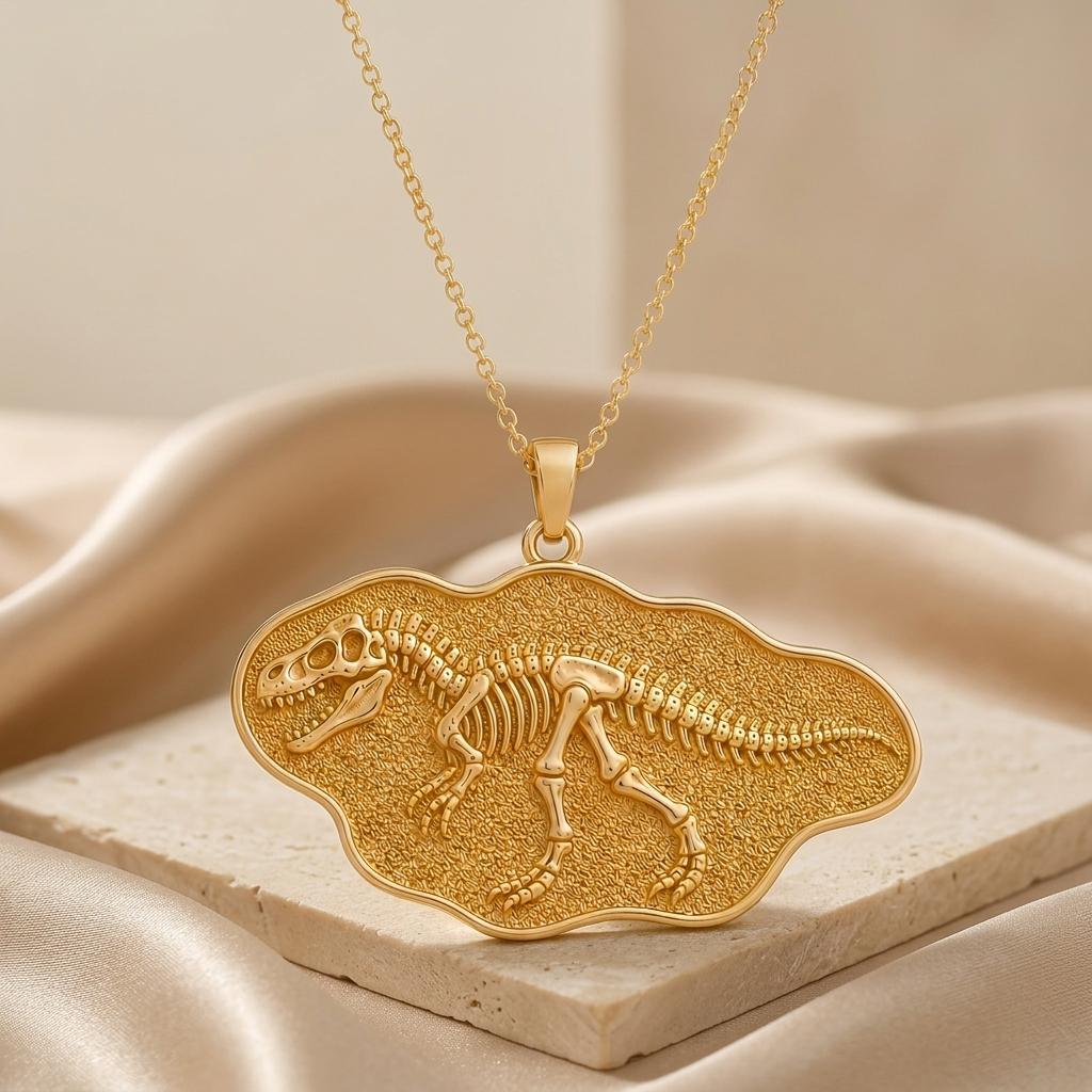 Giganotosaurus Fossil Pendant | 925 Sterling Silver | Dinosaur Fossil Theme | Paleontology Enthusiast Gift