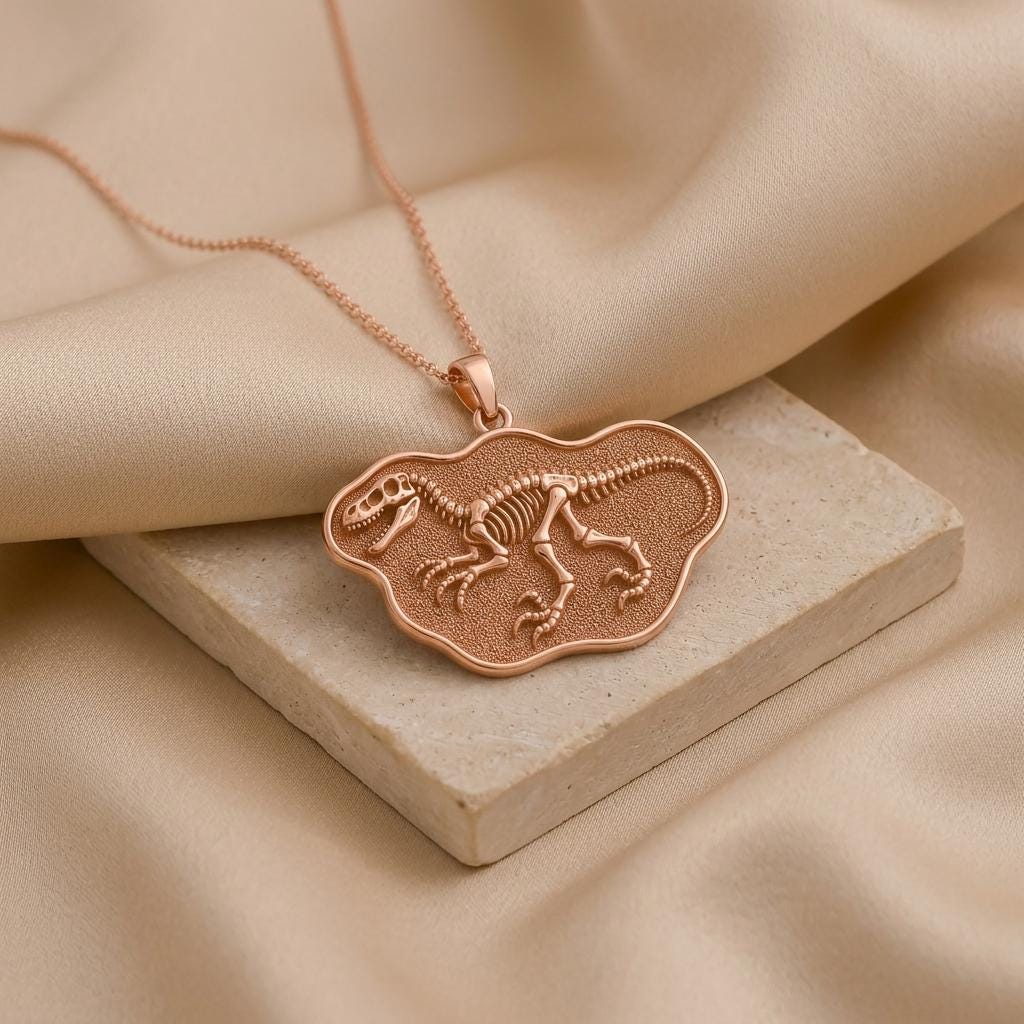 Utahraptor Fossil Pendant Necklace | 925 Sterling Silver Jewelry | Prehistoric Dinosaur Theme | Unique Gift for Science Lovers