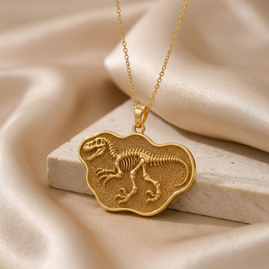 Utahraptor Fossil Pendant Necklace | 925 Sterling Silver Jewelry | Prehistoric Dinosaur Theme | Unique Gift for Science Lovers