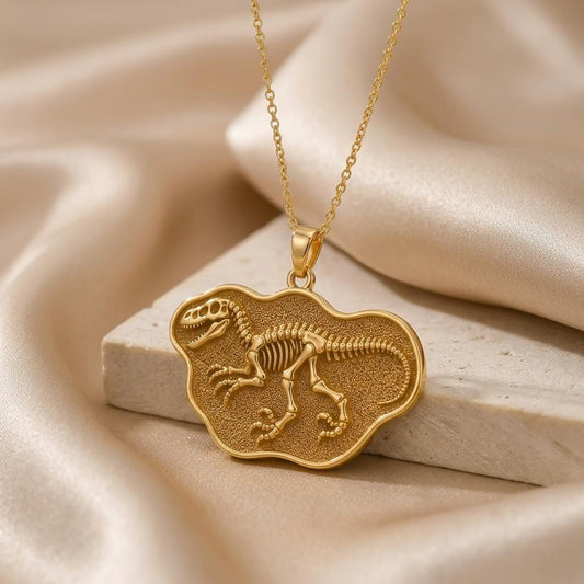 Utahraptor Fossil Pendant Necklace | 925 Sterling Silver Jewelry | Prehistoric Dinosaur Theme | Unique Gift for Science Lovers