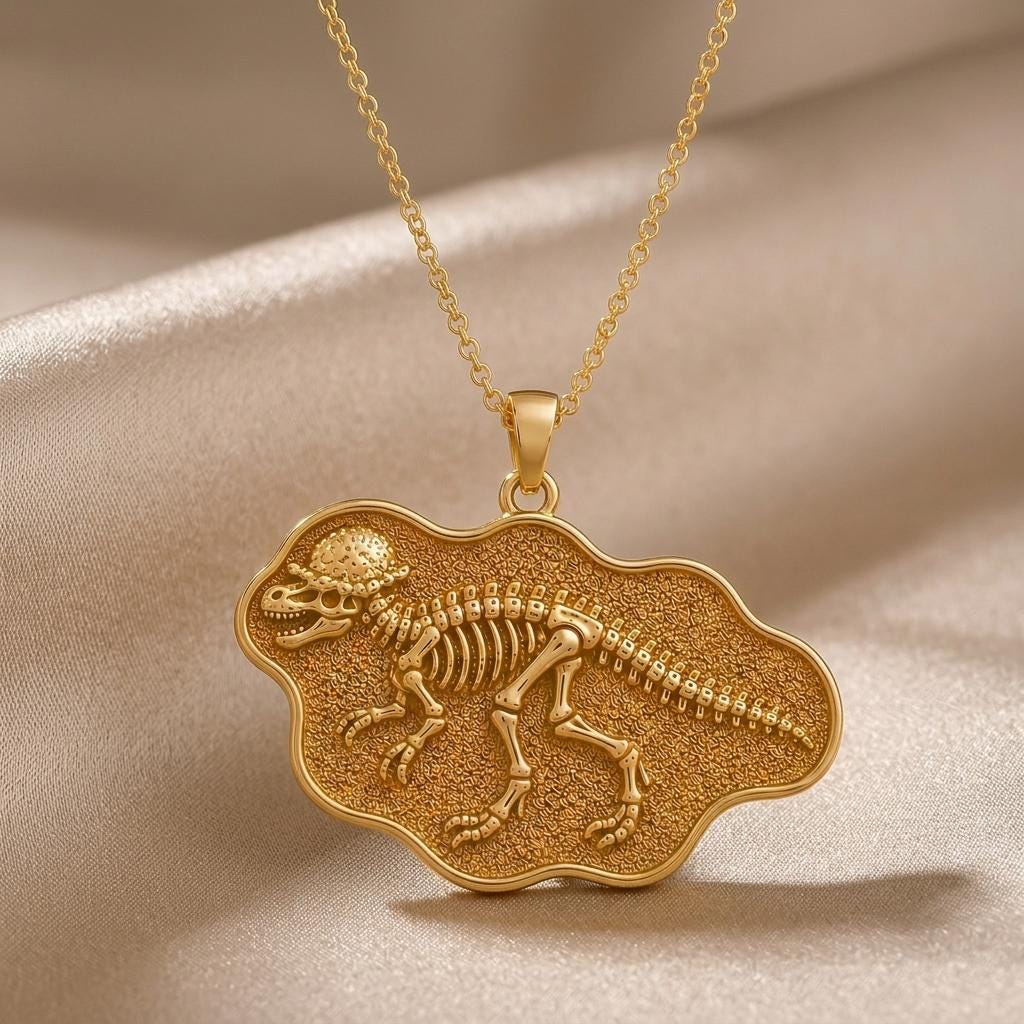 Pachycephalosaurus Fossil Pendant Necklace | 925 Sterling Silver | Prehistoric Fossil Design | Unique Science Lover Gift