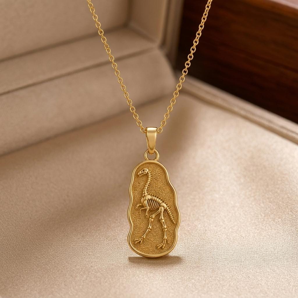 Gallimimus Fossil Pendant Necklace | 925 Sterling Silver | Paleontology Inspired Design | Unique Science Enthusiast Gift