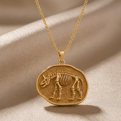 Brontotherium Fossil Pendant Necklace | 925 Sterling Silver for Science Lovers | Prehistoric Fossil - Paleontology Theme