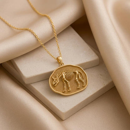 Brontotherium Fossil Pendant Necklace | 925 Sterling Silver for Science Lovers | Prehistoric Fossil - Paleontology Theme