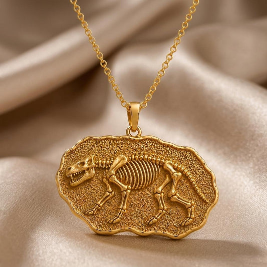 Hyaenodon Fossil Pendant Necklace | 925 Sterling Silver Jewelry | Prehistoric Fossil Skeleton | Unique Science Lover Gift