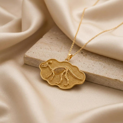 Edmontosaurus Fossil Pendant | 925 Sterling Silver | Prehistoric Style | Science Lover Gift