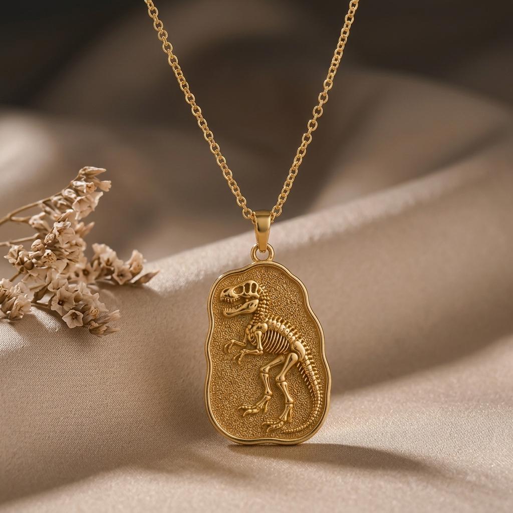 Albertosaurus Fossil Pendant | Sterling Silver | Dinosaur Skeleton Theme | Unique Birthday Gift