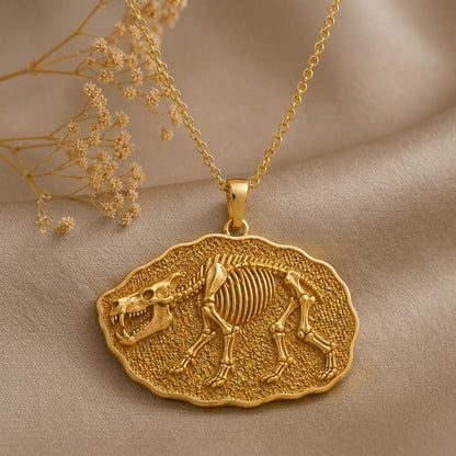 Entelodon Fossil Pendant Necklace | 925 Sterling Silver | Paleontology Inspired | Unique Statement Gift