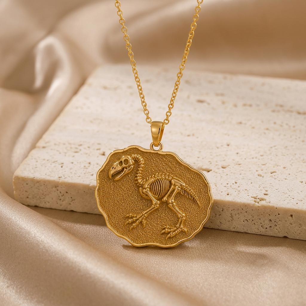 Gastornis Fossil Pendant Necklace | 925 Sterling Silver | Prehistoric Fossil Theme | Paleontology Lover Gift