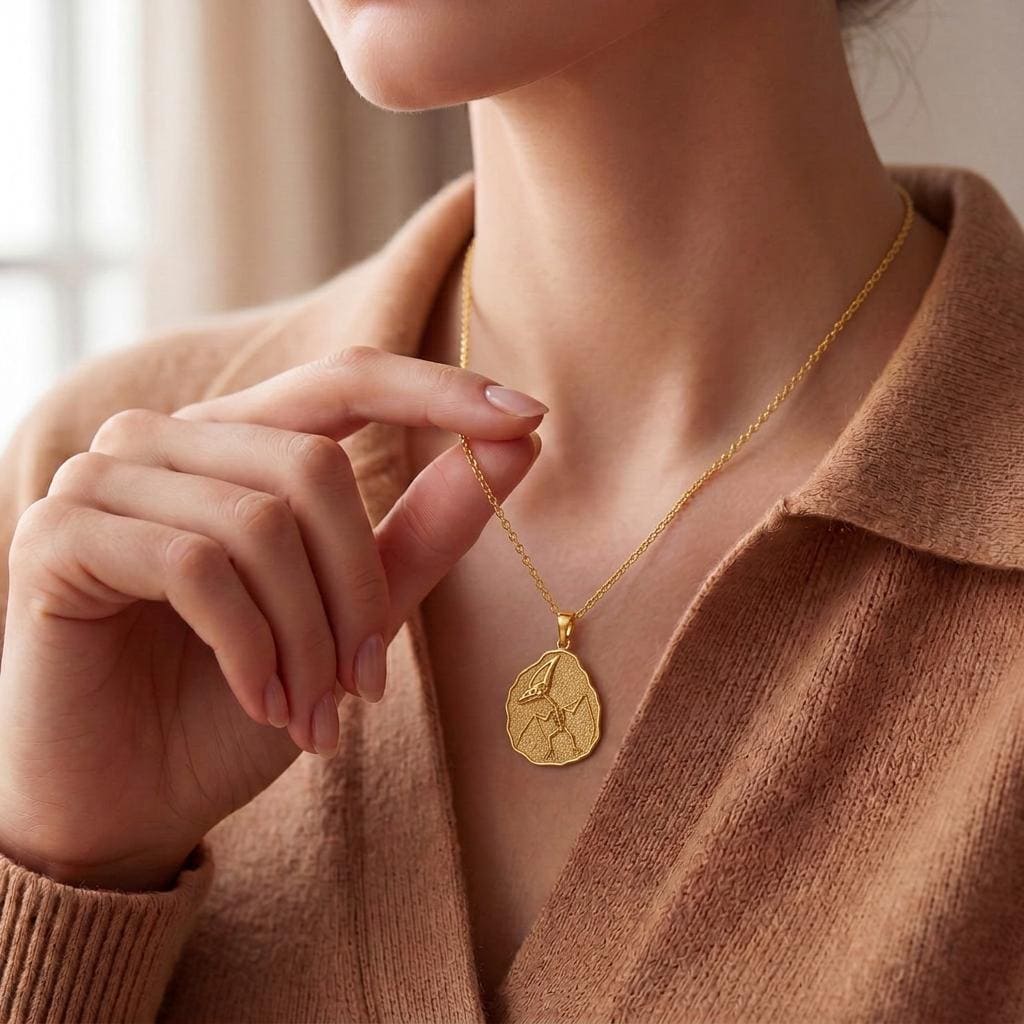 Tapejara Fossil Pendant Necklace | 925 Sterling Silver | Paleontology Inspired | Science Lover Gift