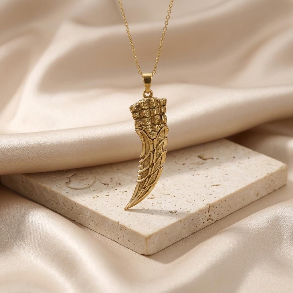 Dunkleosteus Jaw Tooth Pendant | 925 Sterling Silver | Prehistoric Fossil Style | Unique Statement Gift