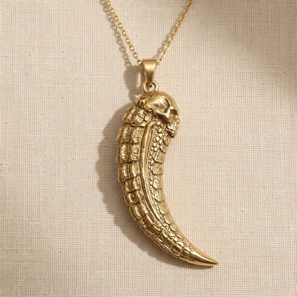 Gorgonopsid Fang Pendant | 925 Sterling Silver | Prehistoric Fossil Theme | Unique Gift for History Buffs