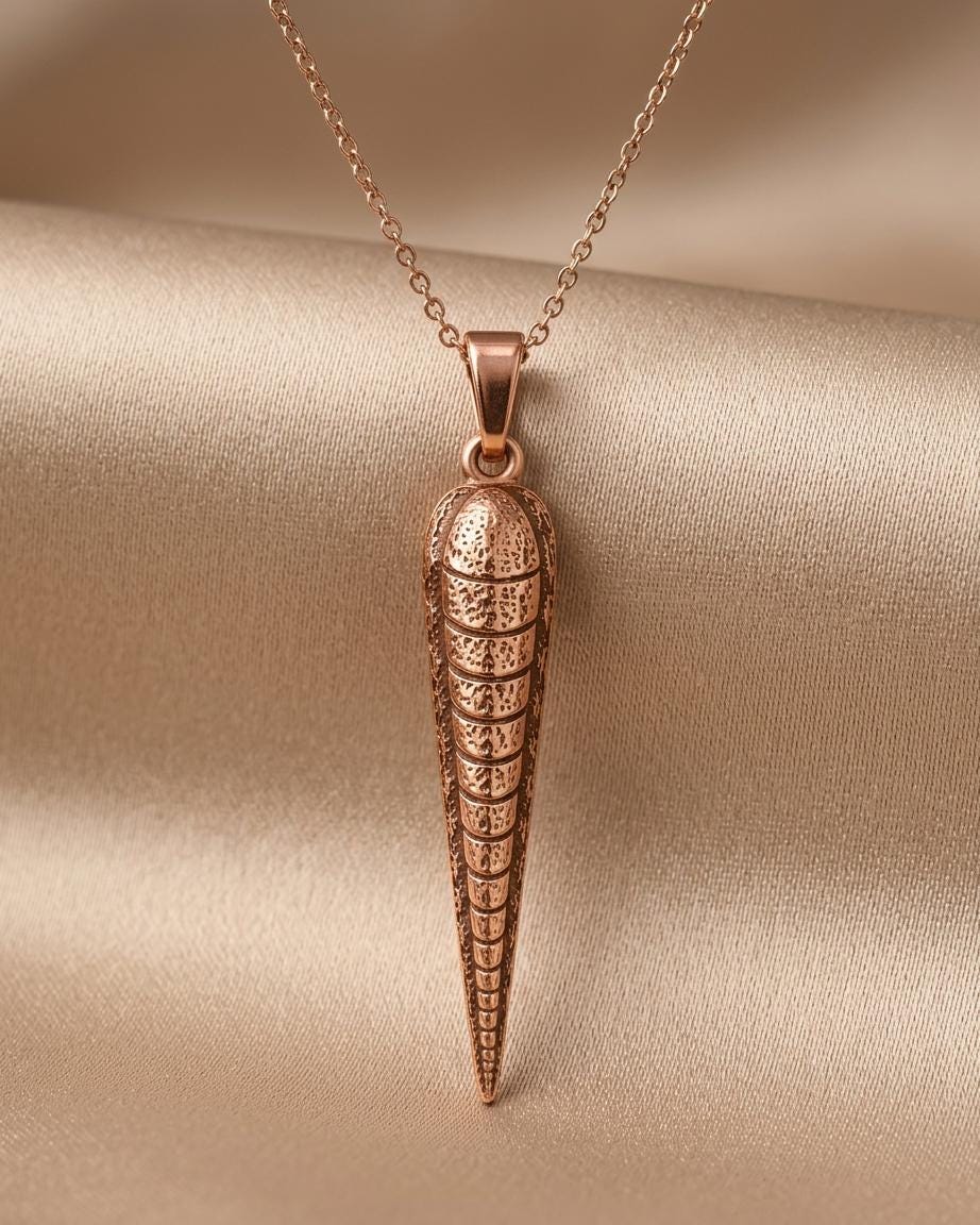 Orthoceras Fossil Pendant | 925 Sterling Silver | Ancient Fossil Theme | Unique Gift for Paleontology Fans