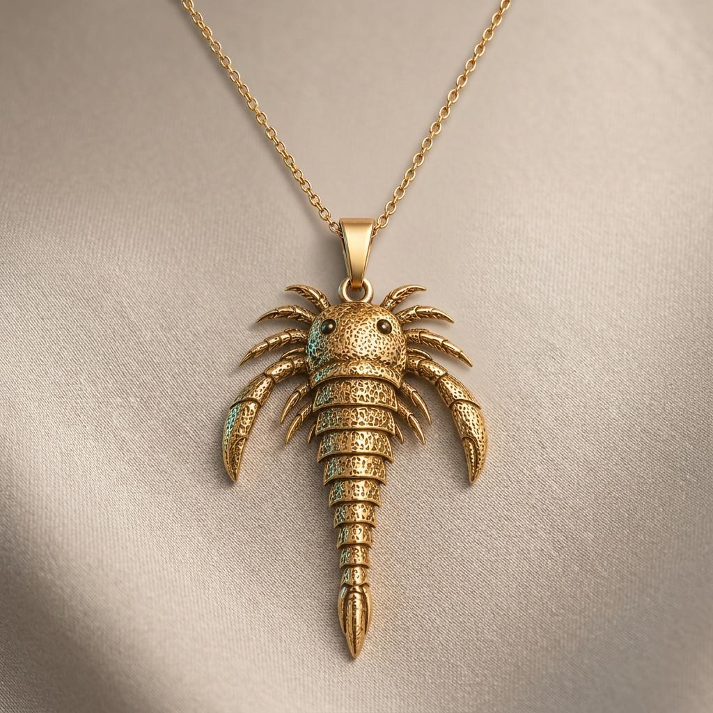 Eurypterid Pendant | 925 Sterling Silver | Prehistoric Fossil Theme | Unique Science Lover Gift