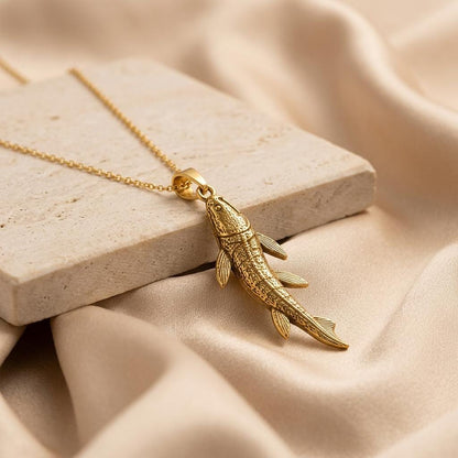 Tiktaalik Pendant | Gold Plated Silver | Ancient Life & Evolution | Unique Science Gift