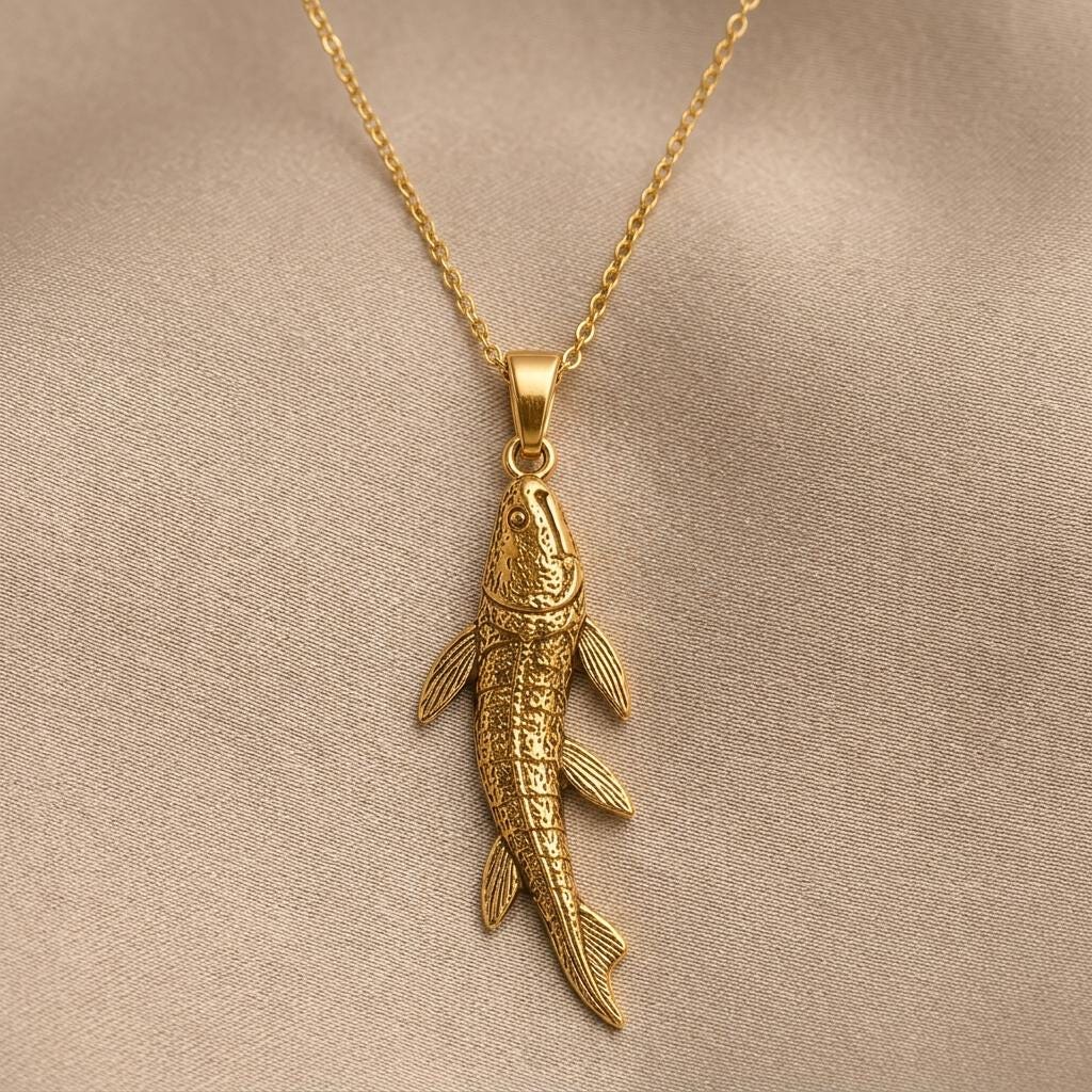 Tiktaalik Pendant | Gold Plated Silver | Ancient Life & Evolution | Unique Science Gift