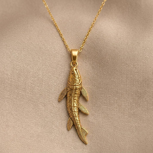 Tiktaalik Pendant | Gold Plated Silver | Ancient Life & Evolution | Unique Science Gift