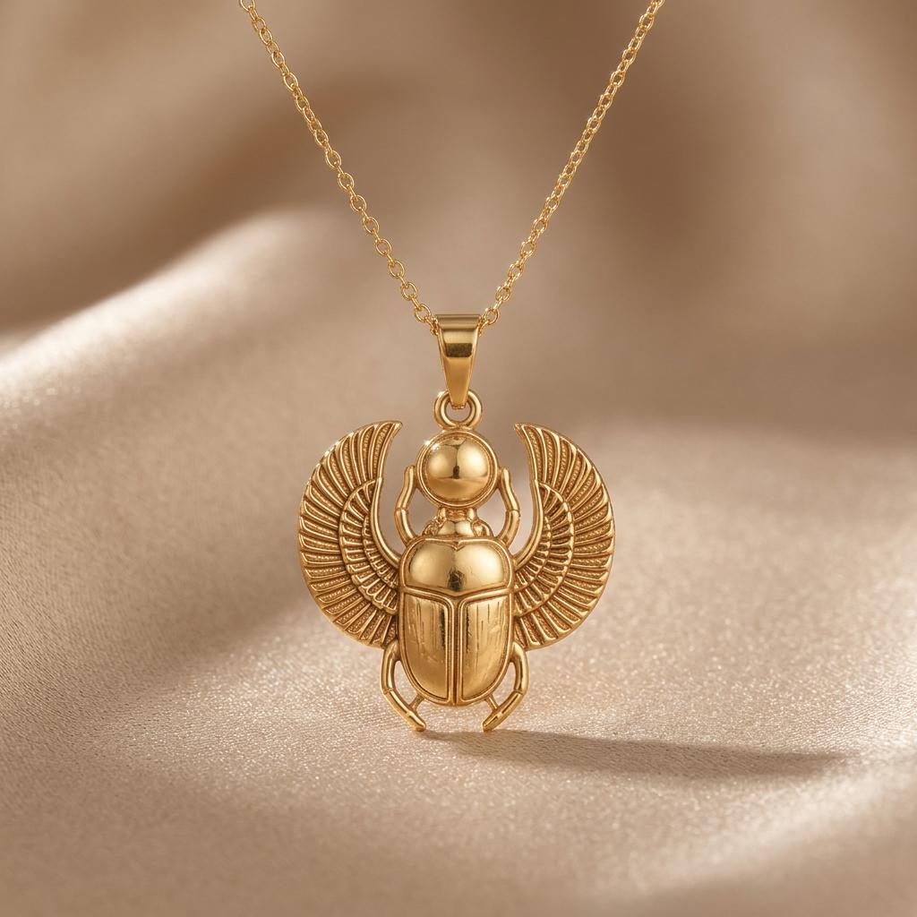 Egyptian Scarab Pendant | 925 Sterling Silver Jewelry | Ancient Egyptian Symbolism | Protection & Good Luck Gift