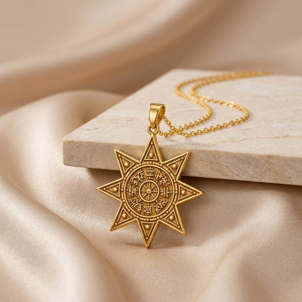 Babylon Star Pendant | 925 Sterling Silver | Ancient Mesopotamian Theme | Symbolic Protection Gift